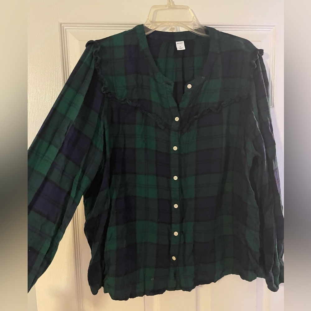 Green and navy old navy button up